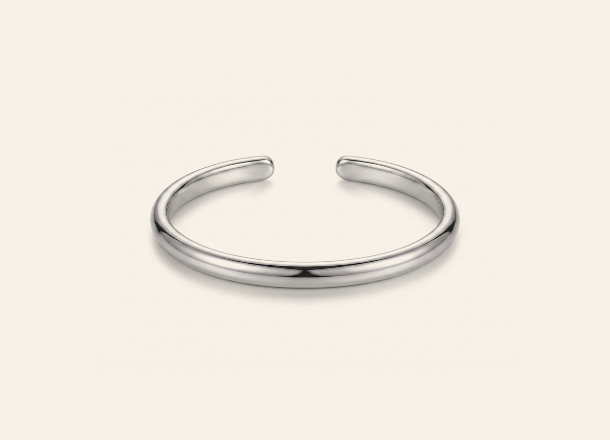 Rose Bangle in smooth silver 316L stainless steel, Mini size