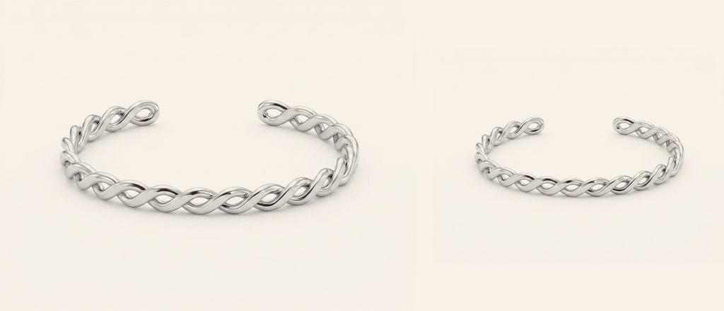 Faye Bangle Mother and Mini sizes shown to scale