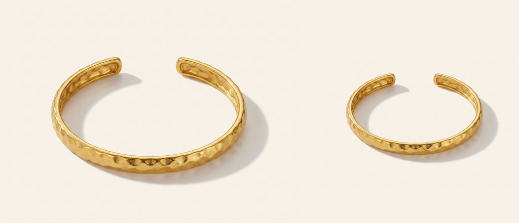 Hope Bangle Mother and Mini sizes shown to scale