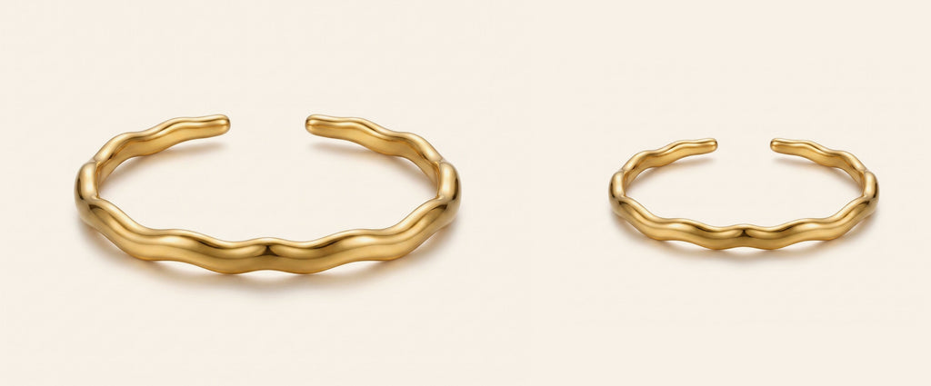 Lex Bangle Mother and Mini sizes shown to scale